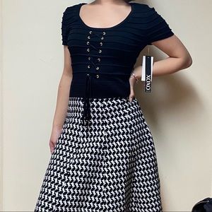 lace up houndstooth dress